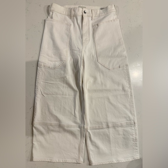 White Everlane The Way-High Gardener Cropped Wide Leg Utility Jean Size 30R - Picture 4 of 13